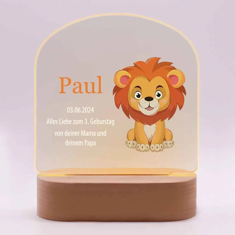 LED Kinder Nachtlicht - Personalisiert mit Namen - Löwe - Image 1