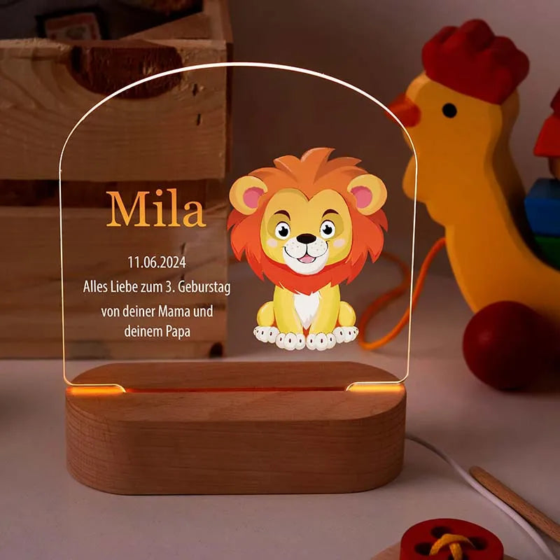 LED Kinder Nachtlicht - Personalisiert mit Namen - Löwe - Image 2