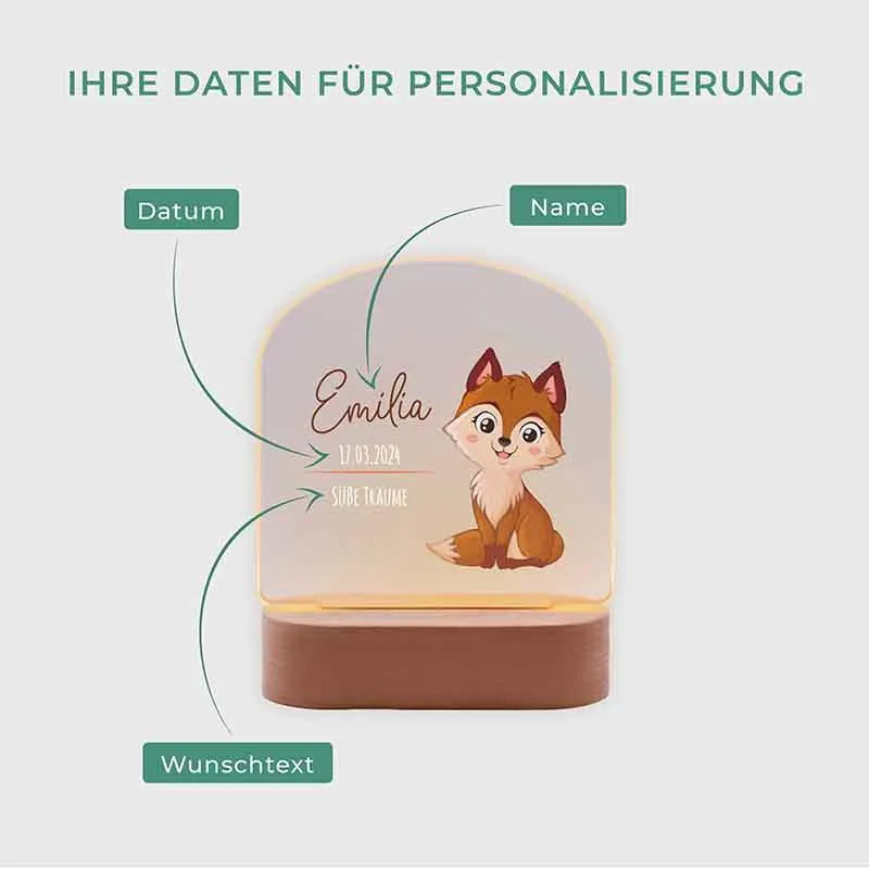 LED Kinder Nachtlicht - Personalisiert mit Namen - Fuchs - Image 3