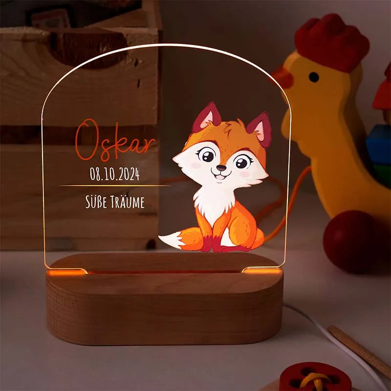 LED Kinder Nachtlicht - Personalisiert mit Namen - Fuchs - Image 2