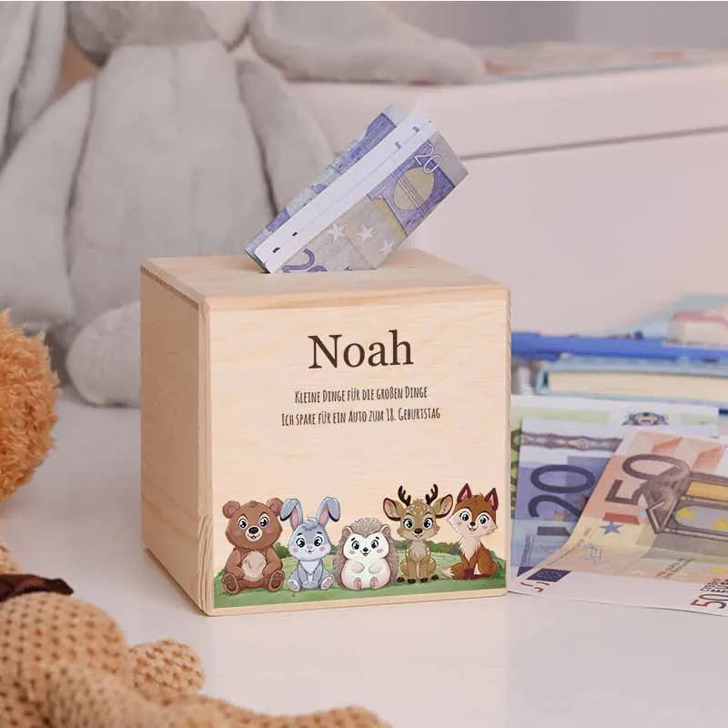 Kinder Spardose Personalisiert mit Namen - Waldtiere - Image 6