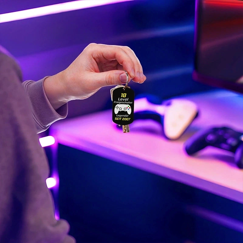 Schlüsselanhänger personalisiert mit Wunschtext | Gamer, Edelstahl – Image 7