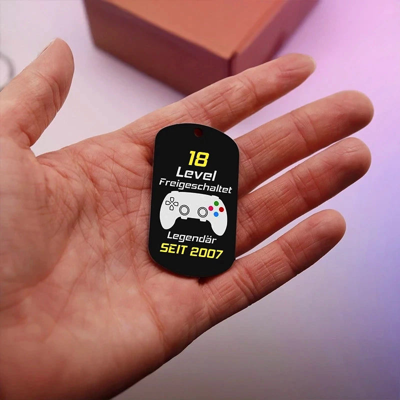 Schlüsselanhänger personalisiert mit Wunschtext | Gamer, Edelstahl – Image 8