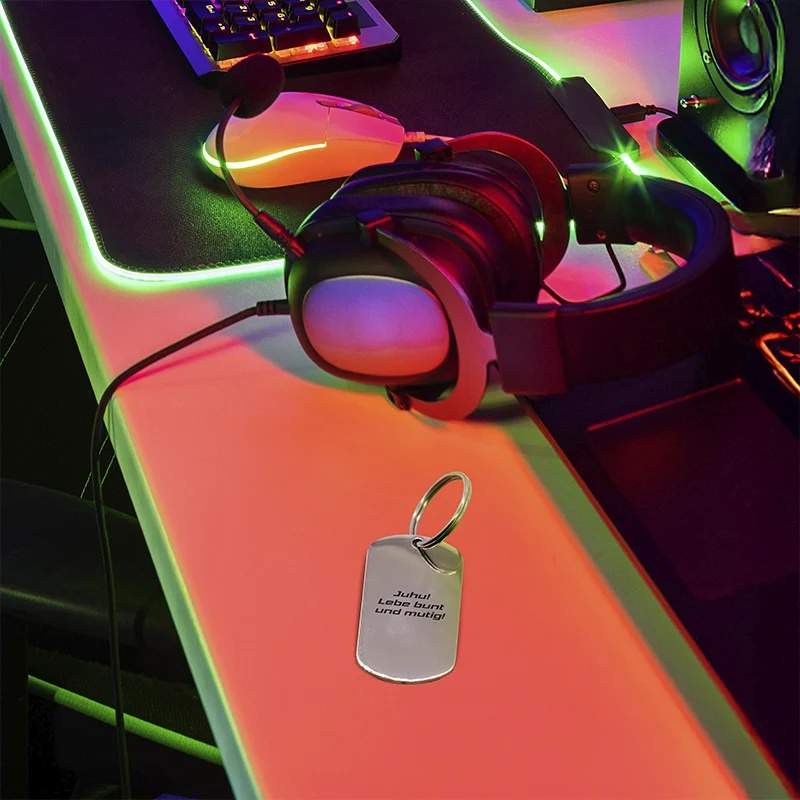 Schlüsselanhänger personalisiert mit Wunschtext | Gamer, Edelstahl – Image 6