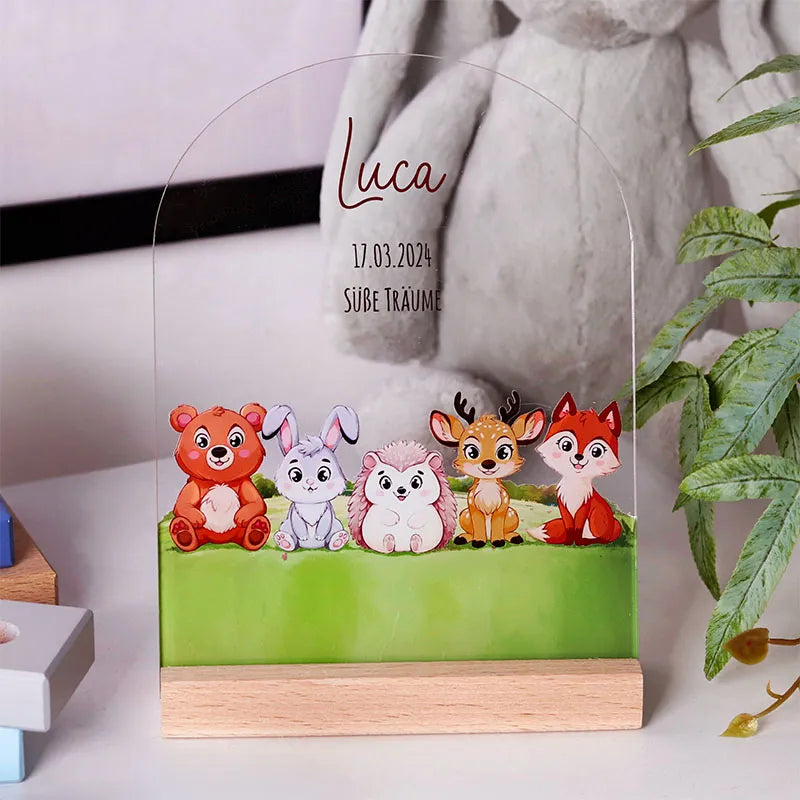 LED Kinder Nachtlicht - Personalisiert - Schlummerlicht Baby mit Namen | Waldtiere 3D Lampe - Image 14