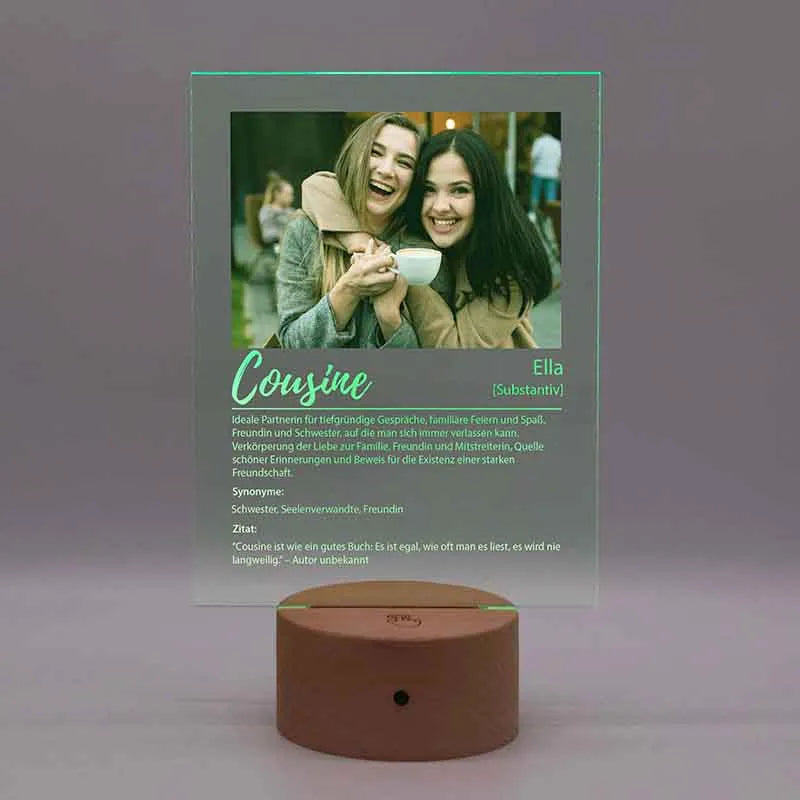 Design Glas Bild mit Foto Acrylglas, Drei Holzsockel | Definition Cousine - Image 5