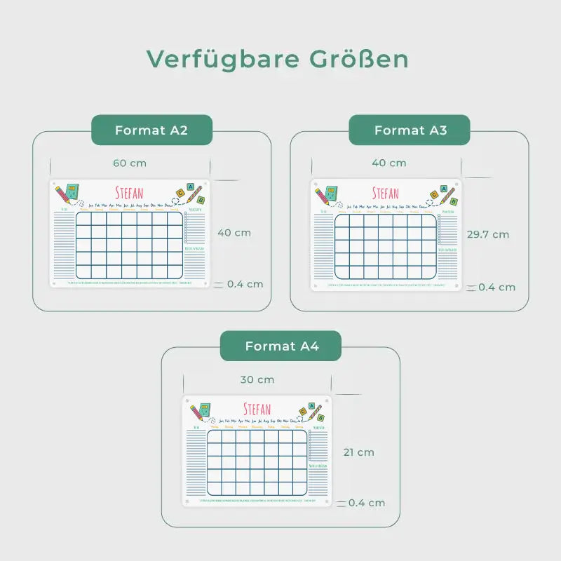 Personalisierter Acrylglas Wandkalender für Kinder - A2, A3, A4 - Schule - Image 3