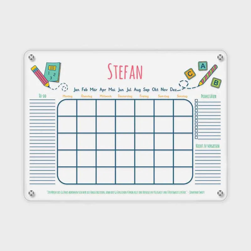 Personalisierter Acrylglas Wandkalender für Kinder - A2, A3, A4 - Schule - Image 8