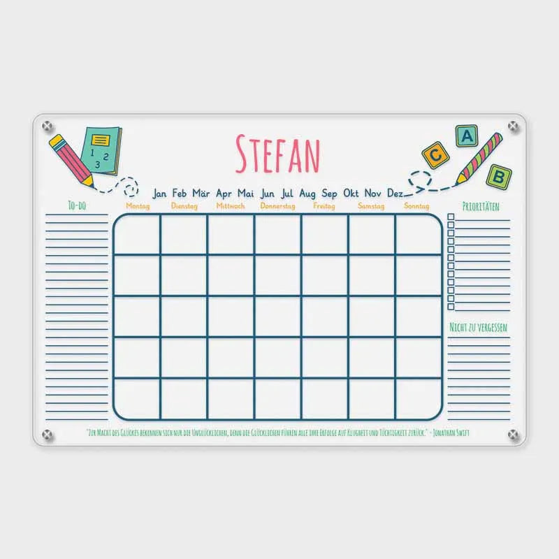 Personalisierter Acrylglas Wandkalender für Kinder - A2, A3, A4 - Schule - Image 9