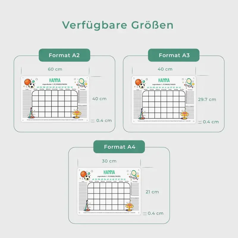 Personalisierter Acrylglas Wandkalender für Kinder - A2, A3, A4 - Sport - Image 3