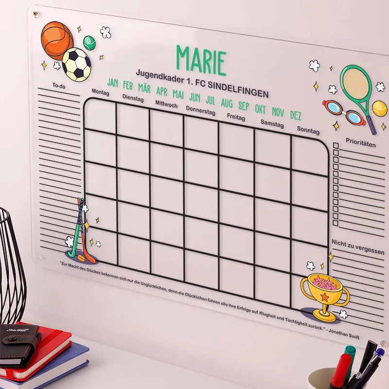 Personalisierter Acrylglas Wandkalender für Kinder - A2, A3, A4 - Sport - Image 8