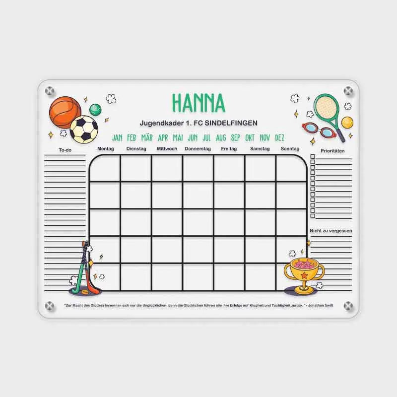 Personalisierter Acrylglas Wandkalender für Kinder - A2, A3, A4 - Sport - Image 9