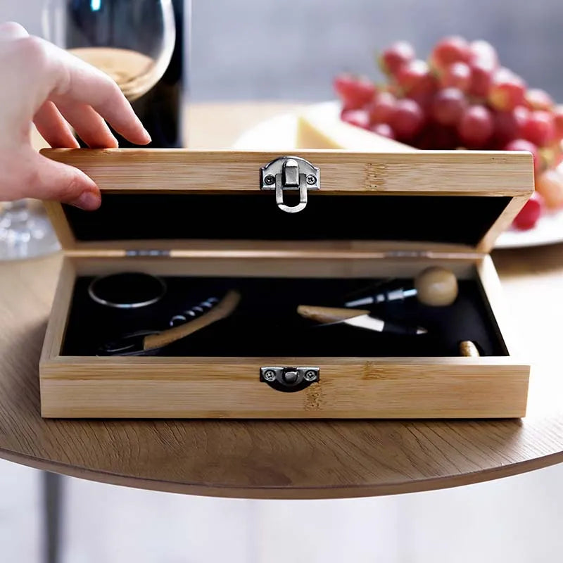Weinöffner Set Holz Geschenkbox Personalisiert – Wunschtext