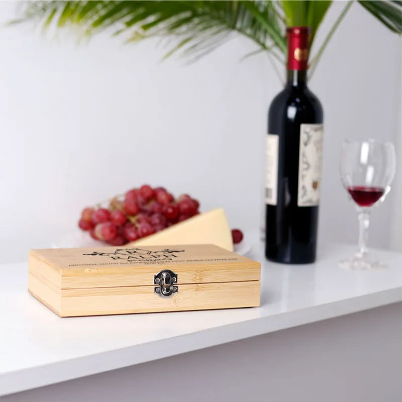 Wein Zubehör Set mit Holz Geschenkbox Personalisiert - Monogramm - Image 7