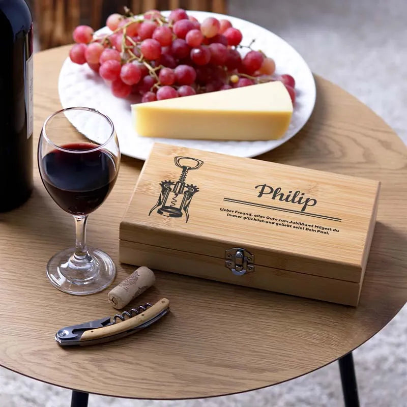 Weinöffner Set mit Geschenkbox Personalisiert für Männer