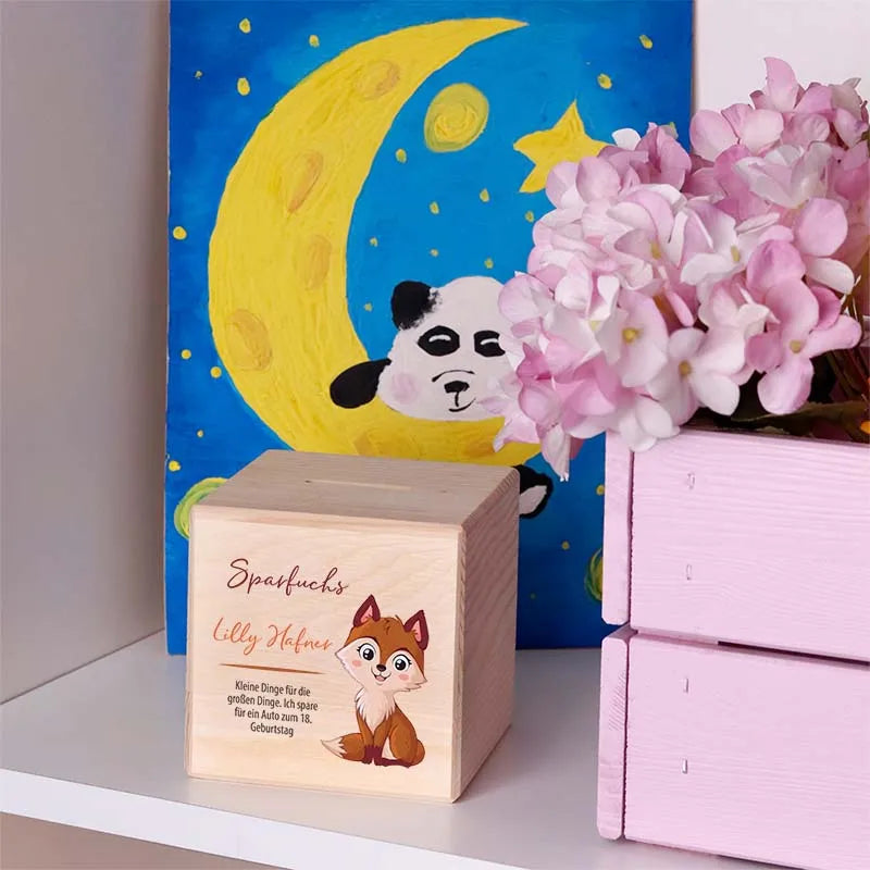 Kinder Spardose Personalisiert – Holz Sparschwein - Sparfuchs - Image 2