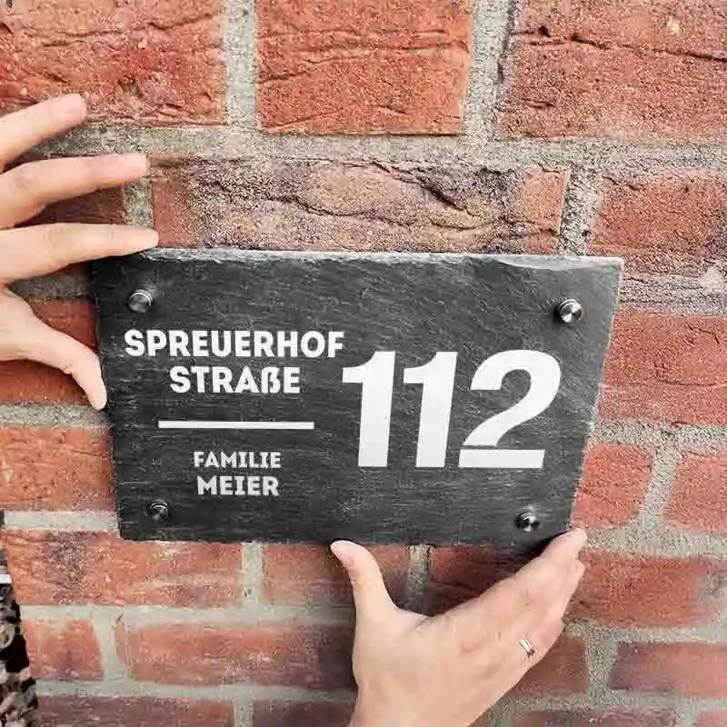 Türschild Personalisiert - Druck mit Familienname & Adresse - Horizontales Hausschild mit Hausnummer - Image 8