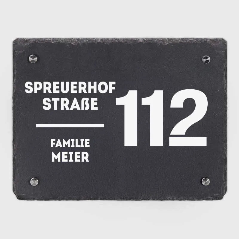Türschild Personalisiert - Druck mit Familienname & Adresse - Horizontales Hausschild mit Hausnummer - Image 9