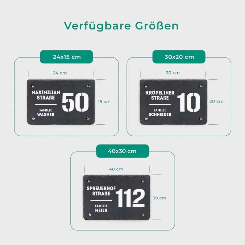 Türschild Personalisiert - Druck mit Familienname & Adresse - Horizontales Hausschild mit Hausnummer - Image 3