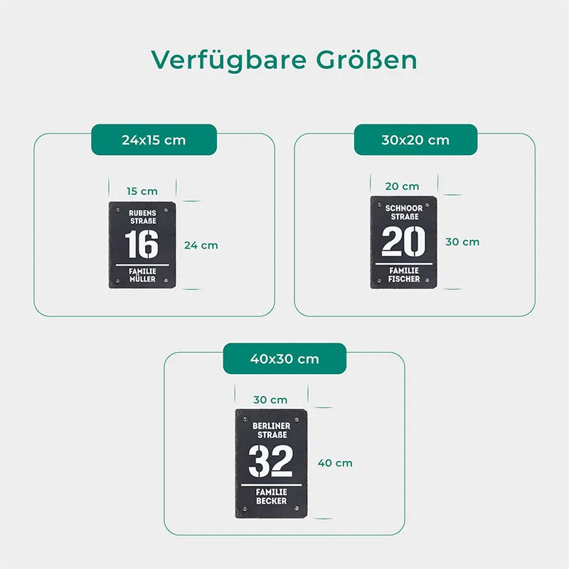 Türschild Personalisiert - Druck mit Familienname & Adresse - Vertikales Hausschild mit Hausnummer - Image 3