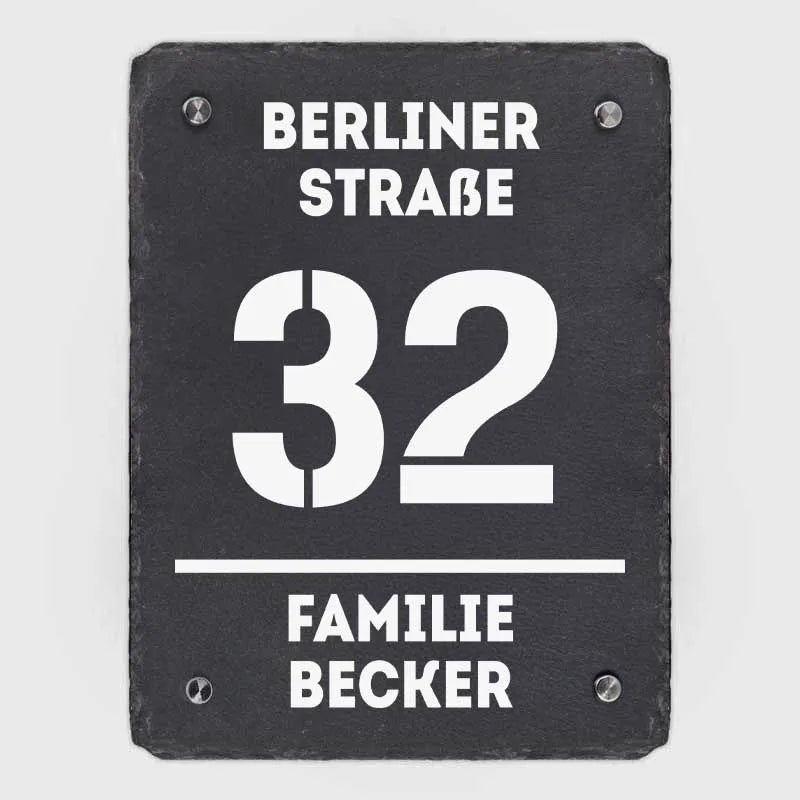 Türschild Personalisiert - Druck mit Familienname & Adresse - Vertikales Hausschild mit Hausnummer - Image 10