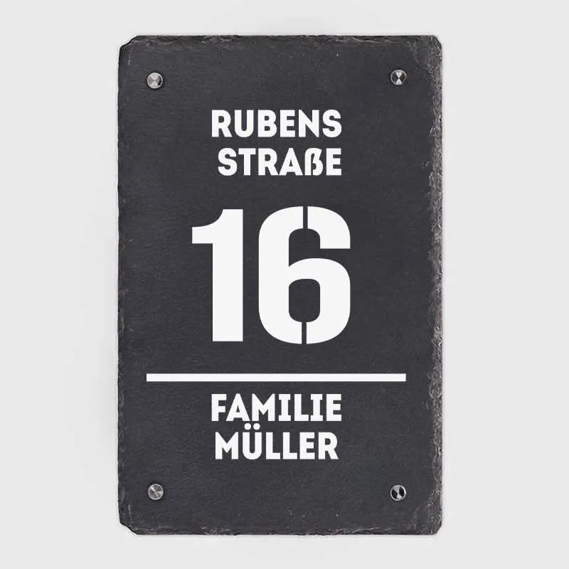 Türschild Personalisiert - Druck mit Familienname & Adresse - Vertikales Hausschild mit Hausnummer - Image 9