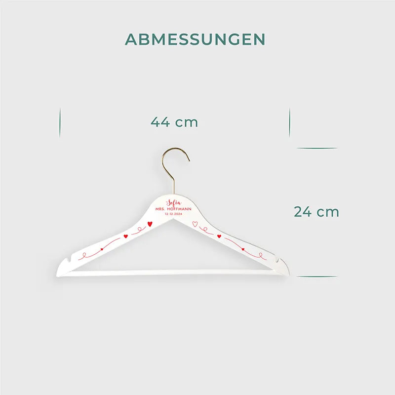 2er-Set Personalisierter Kleiderbügel zur Hochzeit | Willich in Rot - Weiß - Image 5