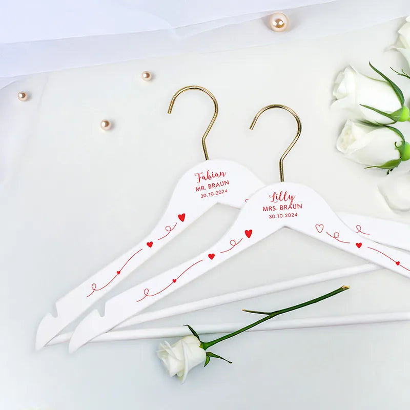 2er-Set Personalisierter Kleiderbügel zur Hochzeit | Willich in Rot - Weiß - Image 6