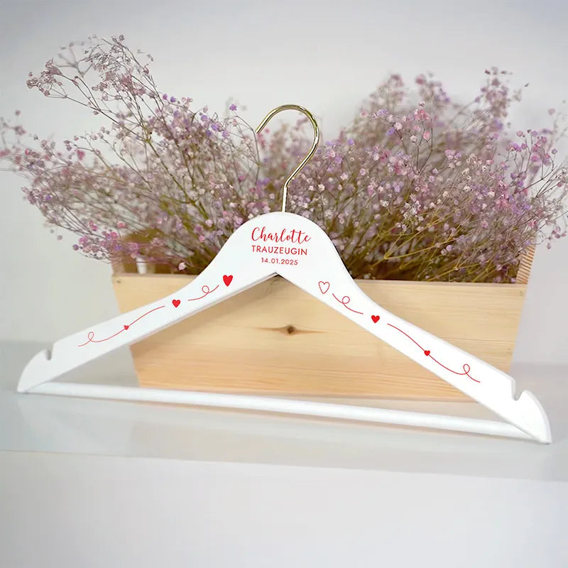 2er-Set Personalisierter Kleiderbügel zur Hochzeit | Willich in Rot - Weiß - Image 7