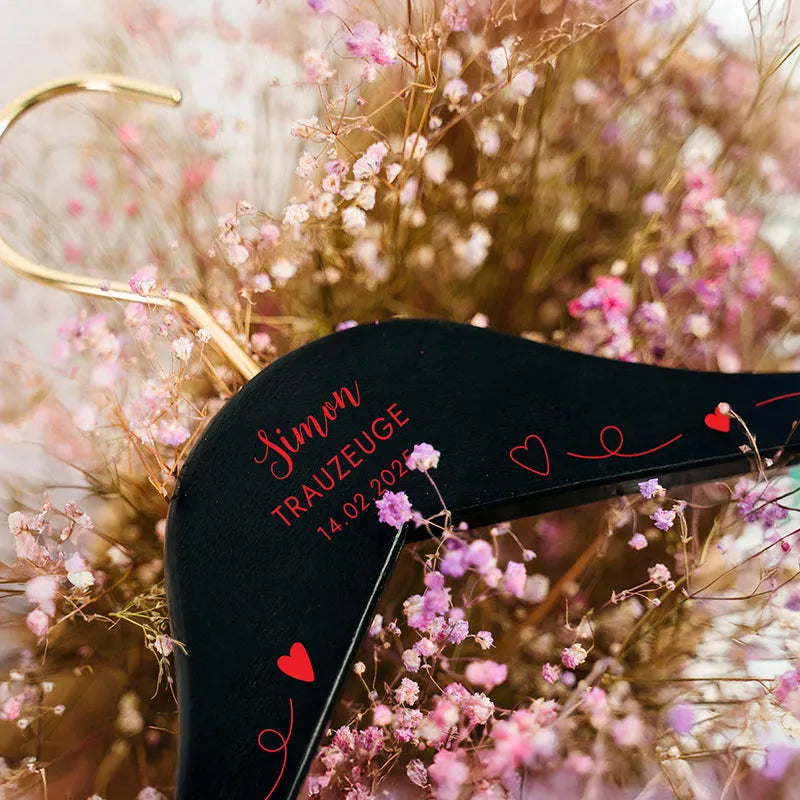 2er-Set Personalisierter Kleiderbügel zur Hochzeit  | Willich in Rot - Schwarz - Image 2