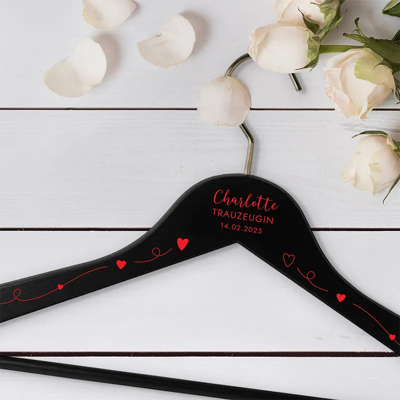 2er-Set Personalisierter Kleiderbügel zur Hochzeit  | Willich in Rot - Schwarz - Image 7