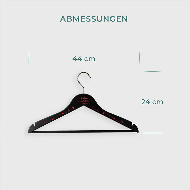 2er-Set Personalisierter Kleiderbügel zur Hochzeit  | Willich in Rot - Schwarz - Image 5