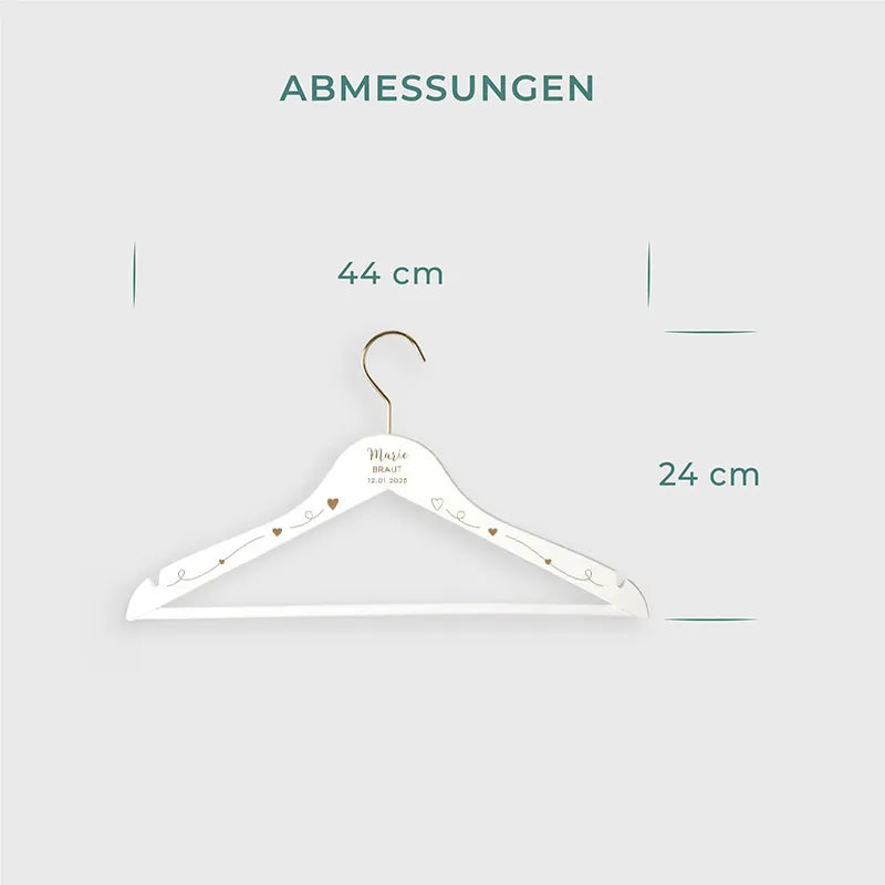 Personalisierter Kleiderbügel zur Hochzeit | Willich in Gold - Weiß/Schwarz - Image 5