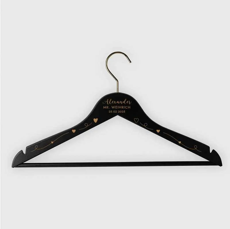 Personalisierter Kleiderbügel zur Hochzeit | Willich in Gold - Weiß/Schwarz - Image 11
