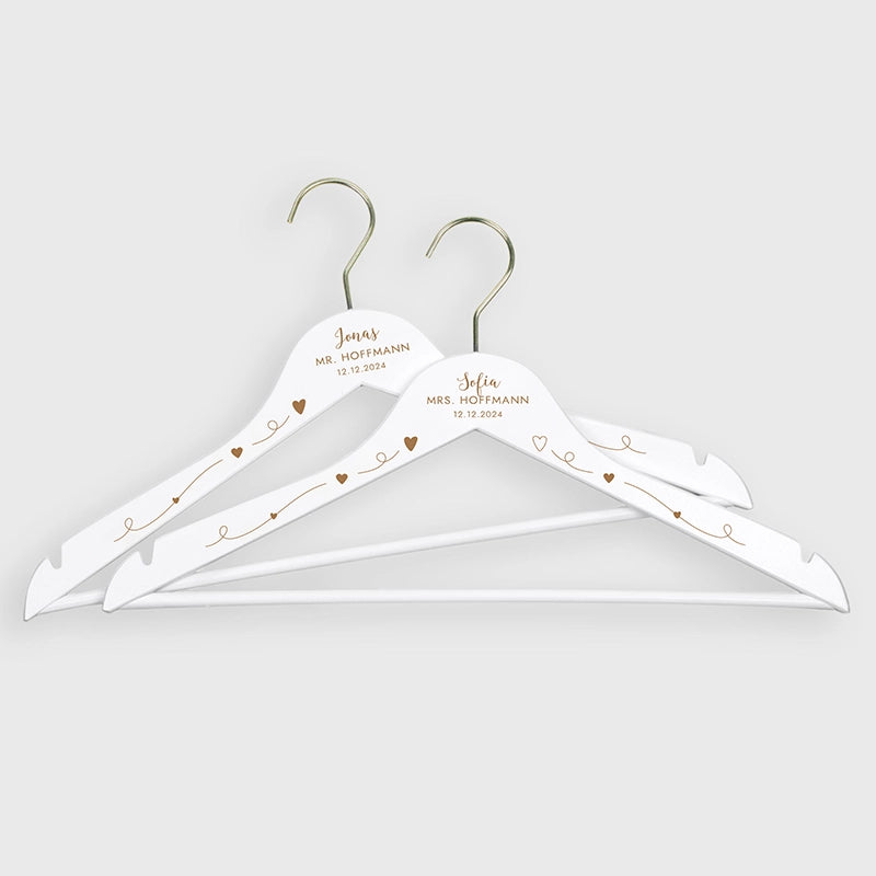 2er-Set Personalisierter Kleiderbügel zur Hochzeit | Willich in Gold - Weiß - Image 1