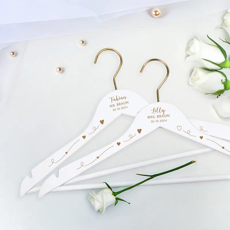 2er-Set Personalisierter Kleiderbügel zur Hochzeit | Willich in Gold - Weiß - Image 4