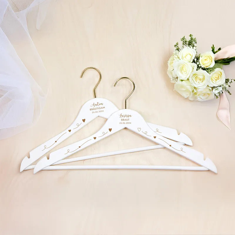 2er-Set Personalisierter Kleiderbügel zur Hochzeit | Willich in Gold - Weiß - Image 6