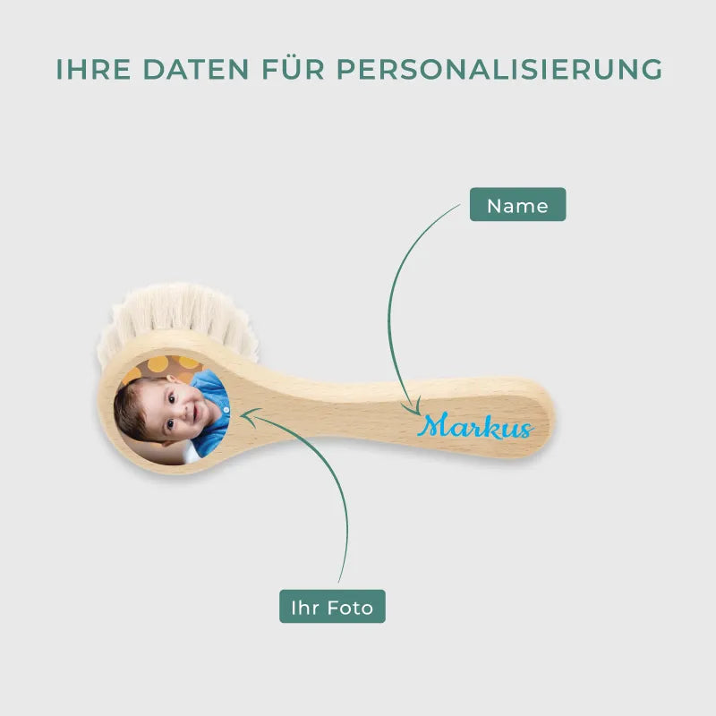 Personalisierte Haarbürste für Babys - Geschenk zur Geburt mit Foto  Image 3