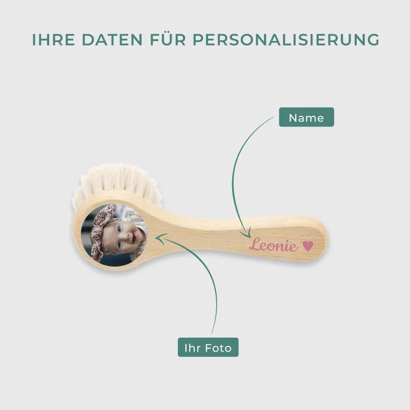 Personalisierte Haarbürste für Baby - Geschenk zur Geburt mit Foto, Name - Image 3