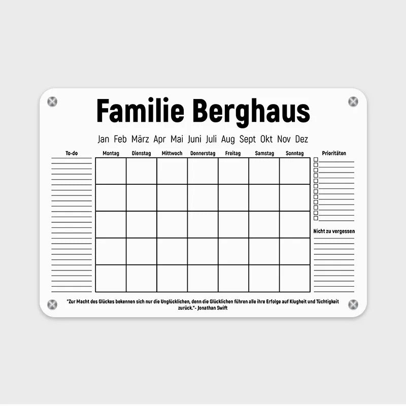 Personalisierter Acrylglas Wandkalender abwischbar | Familienplaner mit Name - Weiß - Image 11