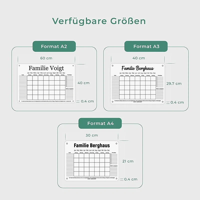Personalisierter Acrylglas Wandkalender abwischbar | Familienplaner mit Name - Weiß - Image 3