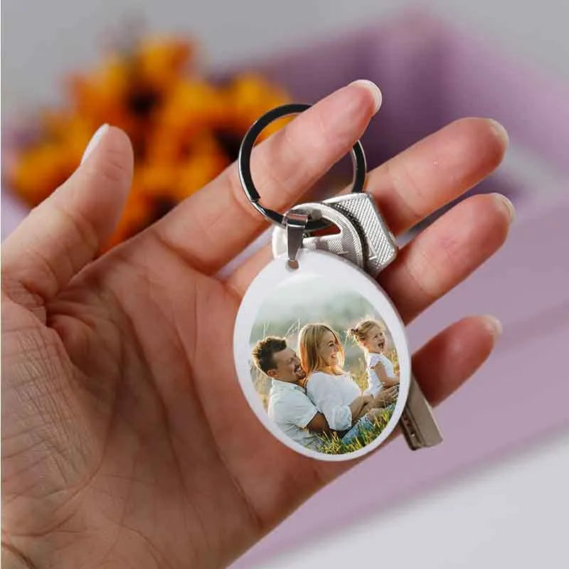 Personalisierter Schlüsselanhänger mit Foto & Widmung aus Acrylglas | Oval - Image 2