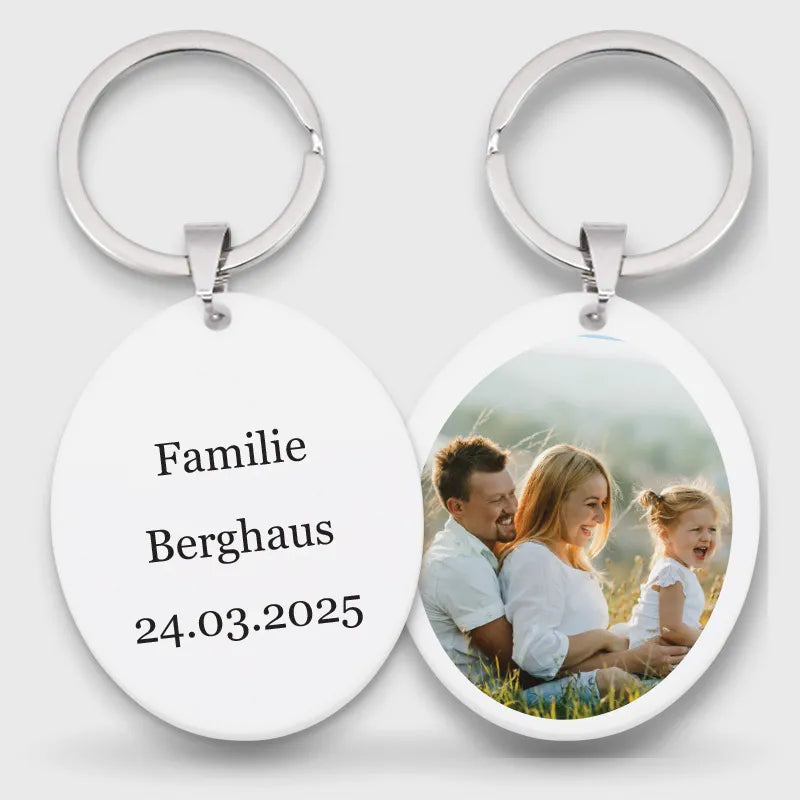 Personalisierter Schlüsselanhänger mit Foto & Widmung aus Acrylglas | Oval - Image 1