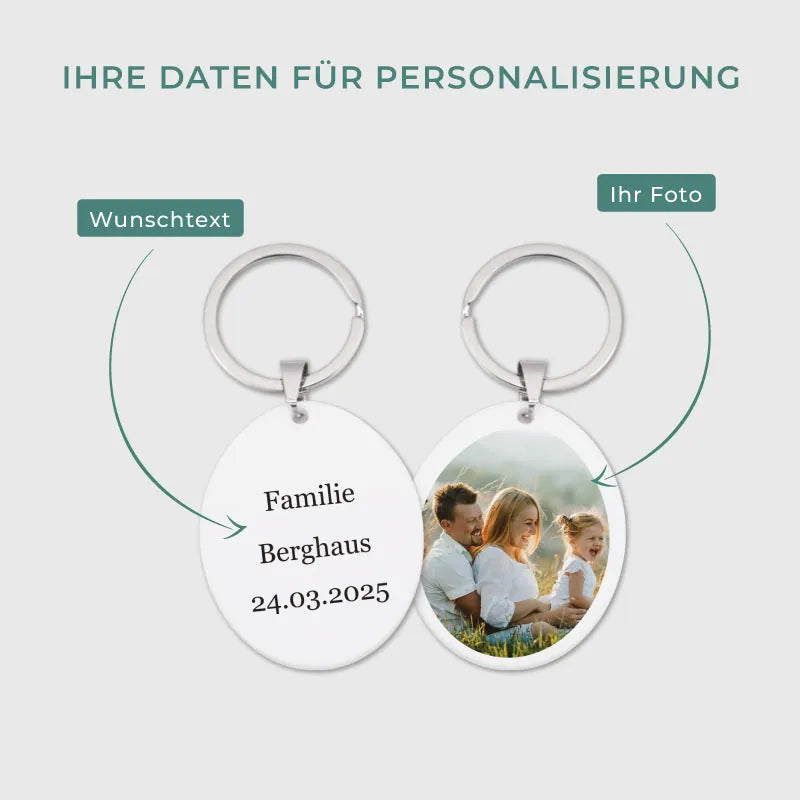 Personalisierter Schlüsselanhänger mit Foto & Widmung aus Acrylglas | Oval - Image 3