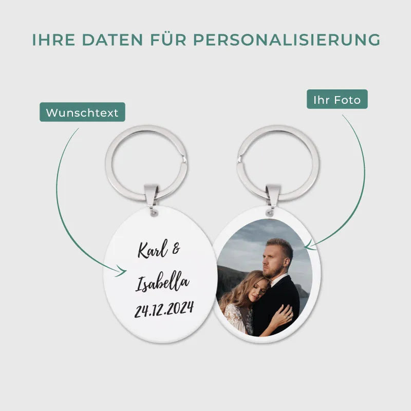 Personalisierter Schlüsselanhänger mit Foto & Wunschtext als Gastgeschenk zur Hochzeit | Oval, Acrylglas - Image 3
