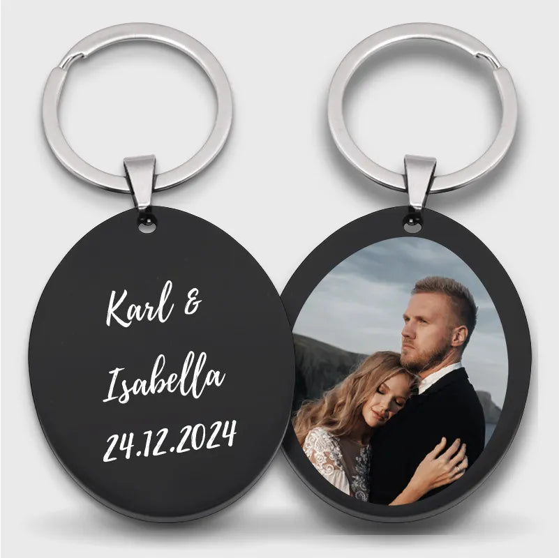 Personalisierter Schlüsselanhänger mit Foto & Wunschtext als Gastgeschenk zur Hochzeit | Oval, Acrylglas - Image 11