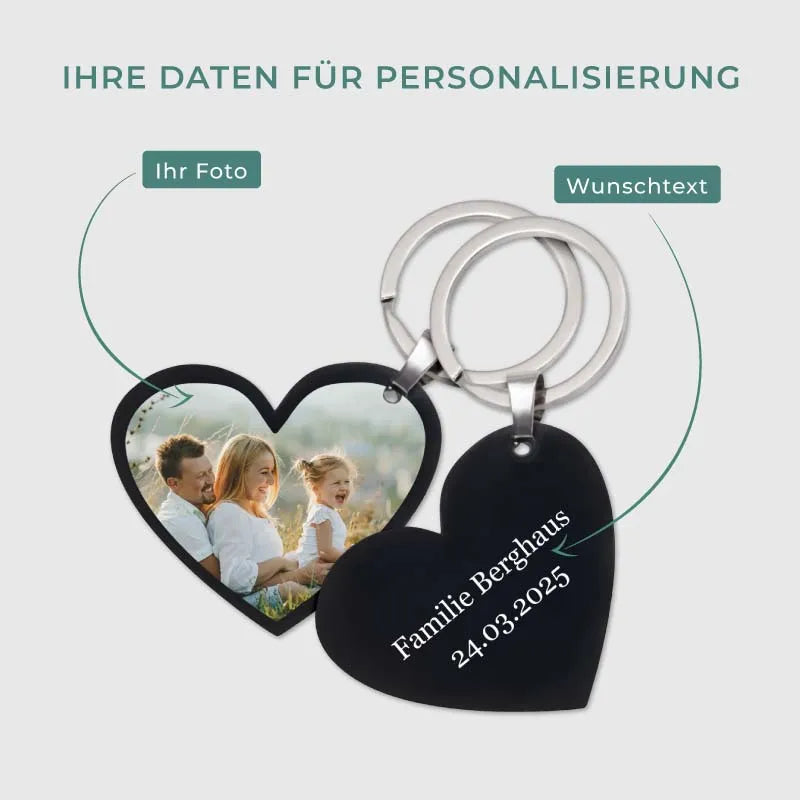 Personalisierter Schlüsselanhänger mit Foto, Widmung | Herzform, Acrylglas - Image 3