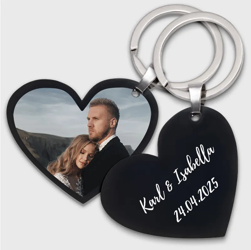 Personalisierter Schlüsselanhänger mit Foto & Widmung als Gastgeschenk zur Hochzeit | Herzform, Acrylglas - Image 11