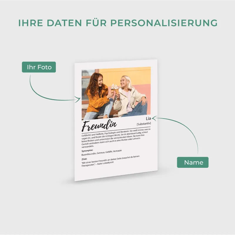 Design Glas Bild mit Foto Acrylglas, Drei Holzsockel| Definition Freundin - Image 6