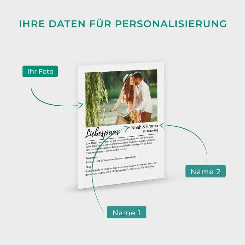 Design Glas Bild mit Foto Acrylglas & Drei Holzsockel| Definition Liebespaar - Image 6